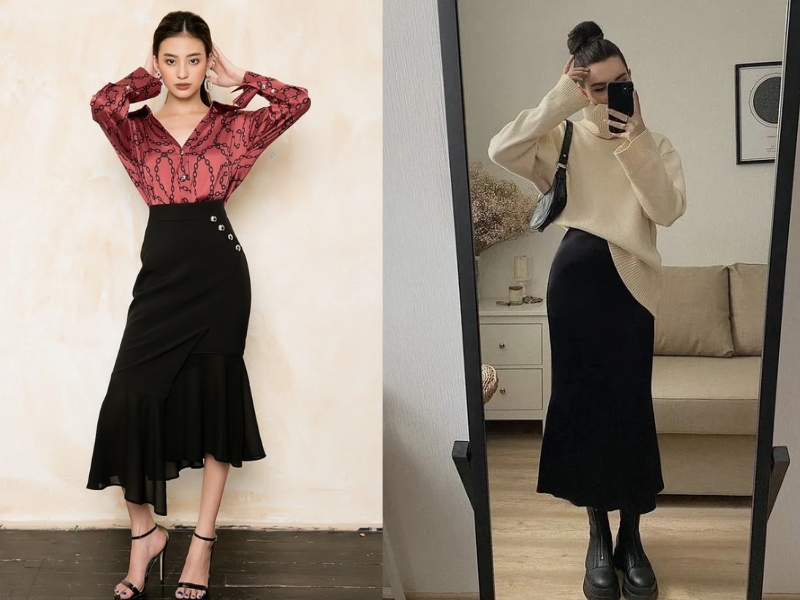 váy đuôi cá phối với áo gì chân váy đuôi cá phối với giày gì