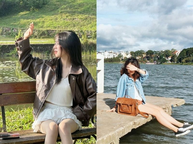 chụp ảnh mùa đông lấy tay che nắng