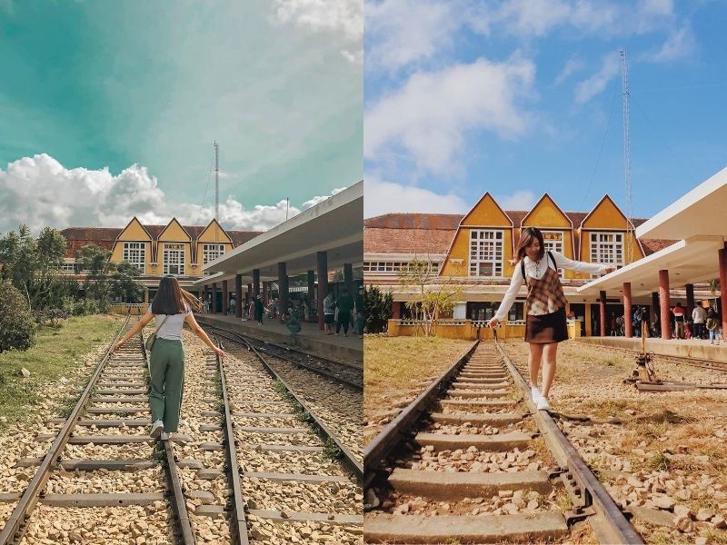 chụp ảnh cho nữ đà lạt với đường ray xe lửa