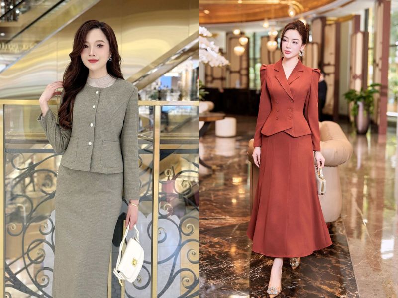 phối đồ với chân váy đuôi cá mùa đông