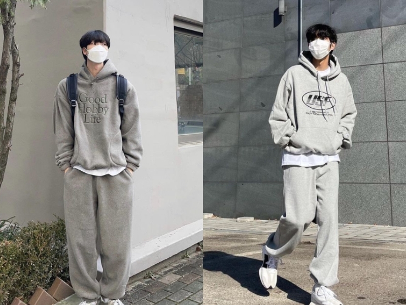 phối đồ mùa đông nam mix áo hoodie với quần jogger