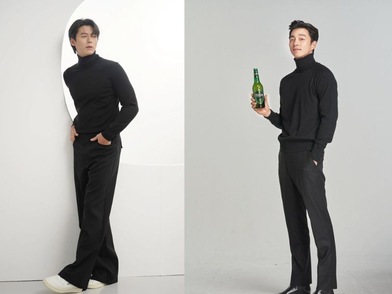 mix áo len cổ lọ và quần tây nam