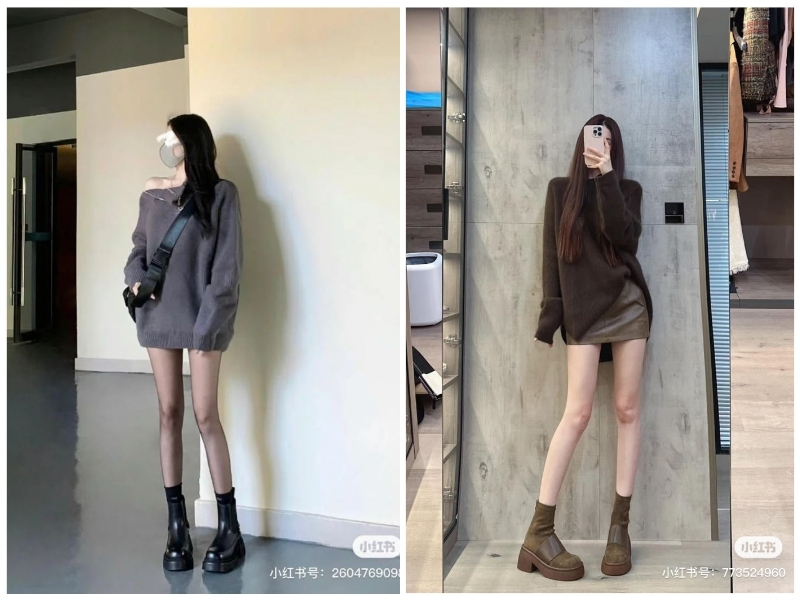 cá tính mặc áo sweater dáng dài