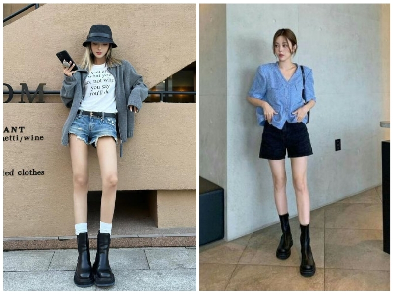 giày boot nữ cổ thấp phối với đồ gì