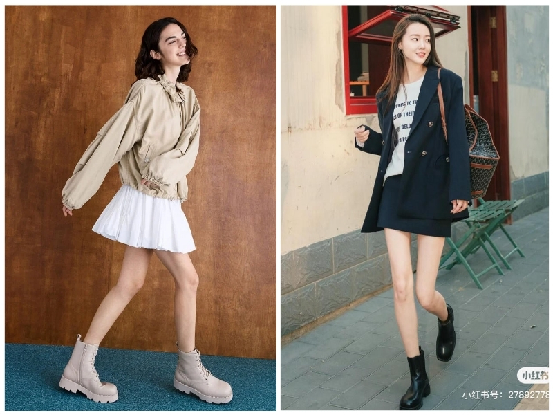 giày boot nữ cổ thấp mặc với đồ gì