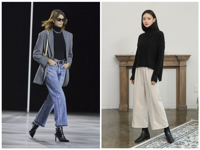 phối đồ với giày boot nữ cổ thấp đế bằng