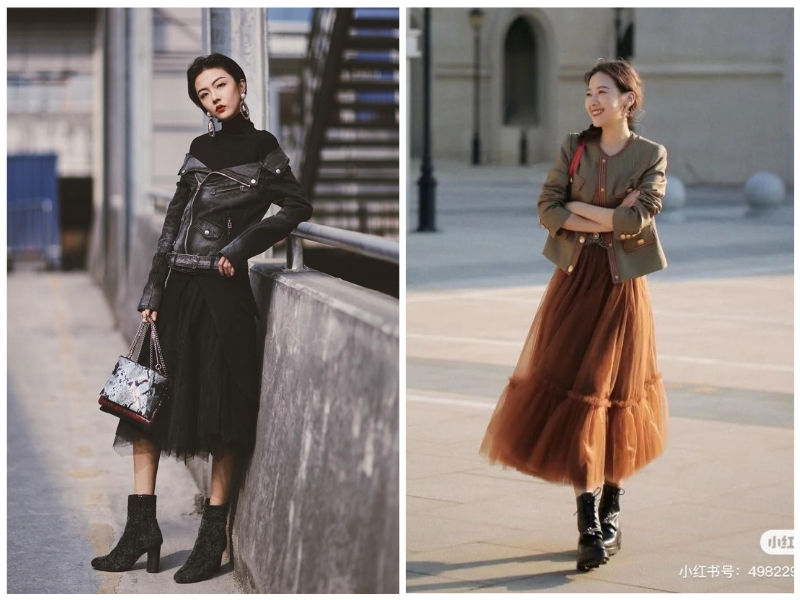 mix đồ với giày boot nữ cổ thấp