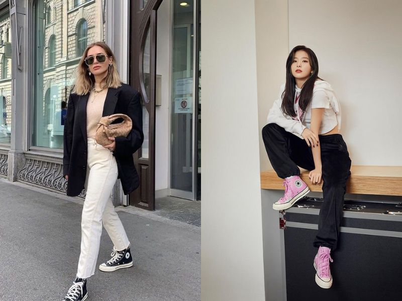 phối đồ với giày converse cổ cao nữ
