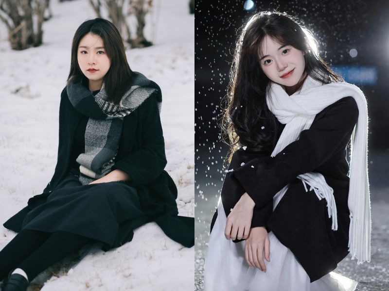 chụp ảnh nùa đông chọn kiểu ngồi