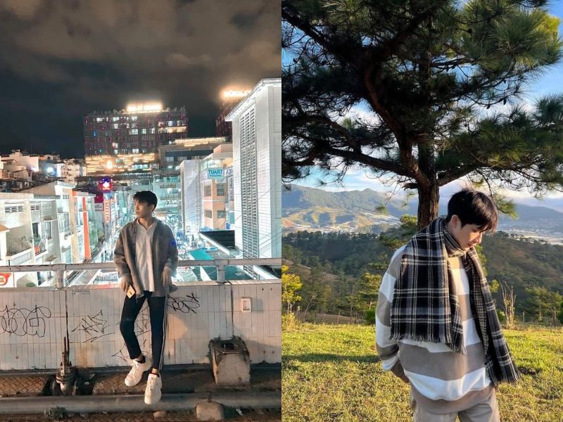 tạo dáng chụp ảnh đà lạt cho nam