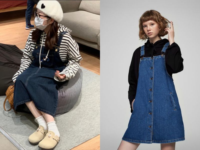 yếm bò váy mặc với áo gì