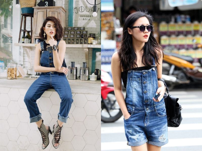 phối đồ với váy yếm bò