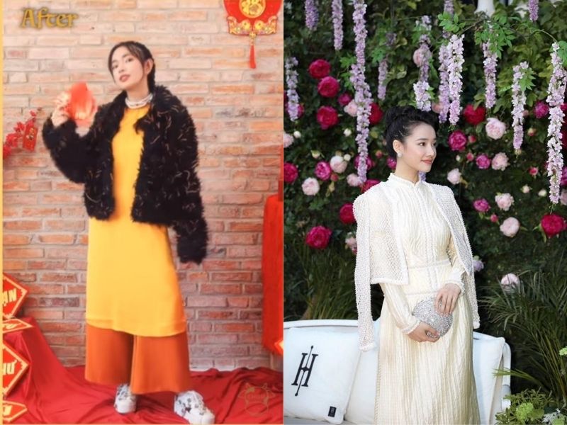 áo khoác kết hợp với áo dài