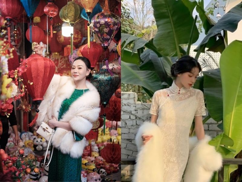 áo khoác phối với áo dài