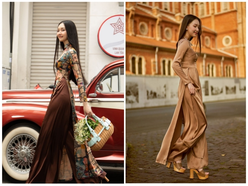 da ngăm mặc áo dài màu gì