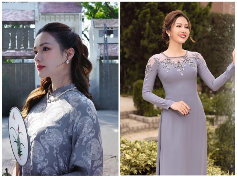 mặc áo dài ghi sáng