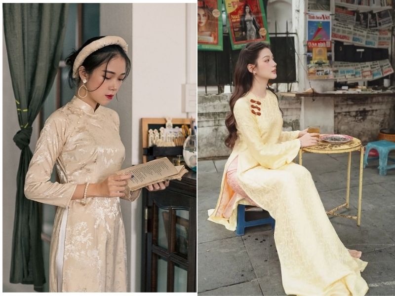 phối màu áo dài màu trung tính