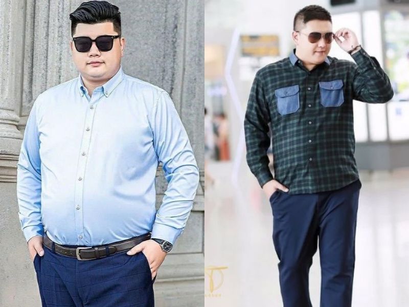 phối đồ đi đám cưới cho nam mập phối áo sơ mi và quần tây cho nam mập