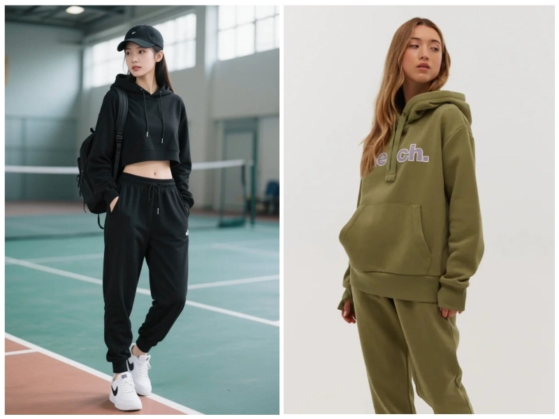 phối đồ với áo hoodie nữ đi học