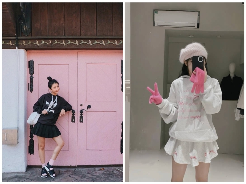 phối đồ với áo hoodie nữ