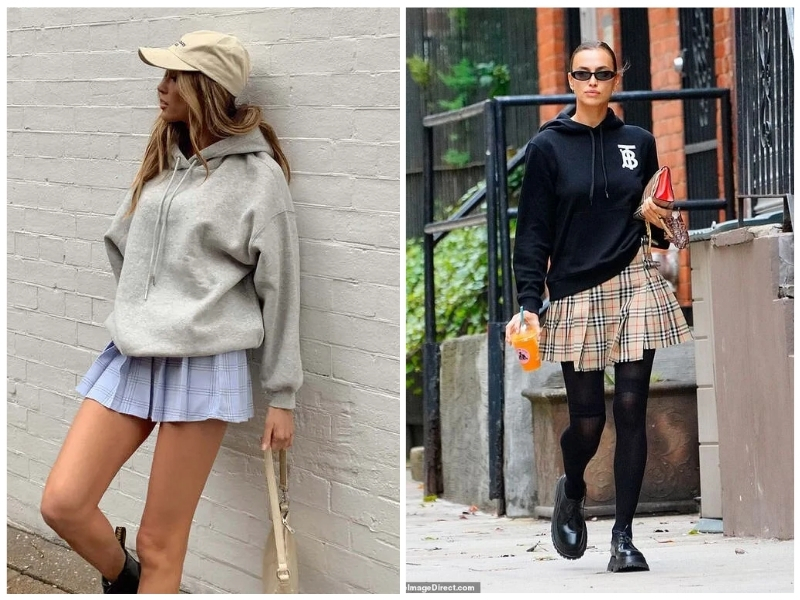 phối với chân váy tennis