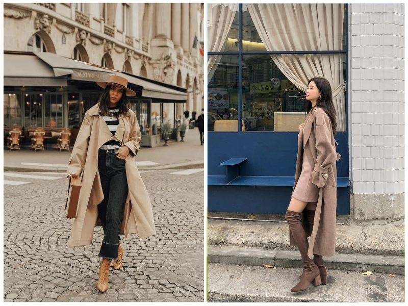 phối đồ với áo măng tô nữ dài