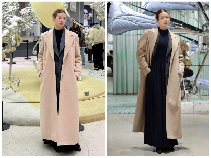 phối đồ với áo măng tô nữ dài