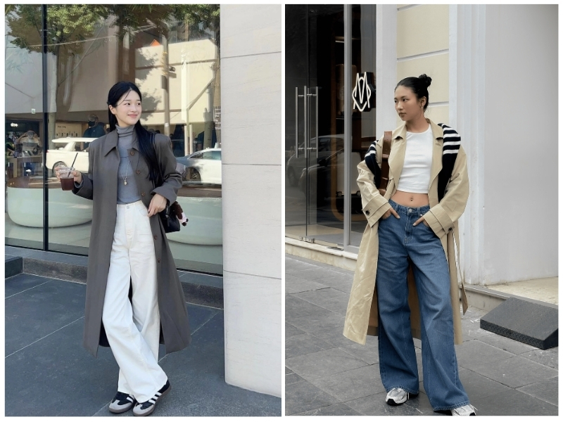 phối đồ với áo măng tô nữ dài