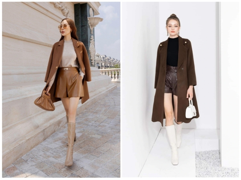 phối đồ với áo măng tô nữ dài