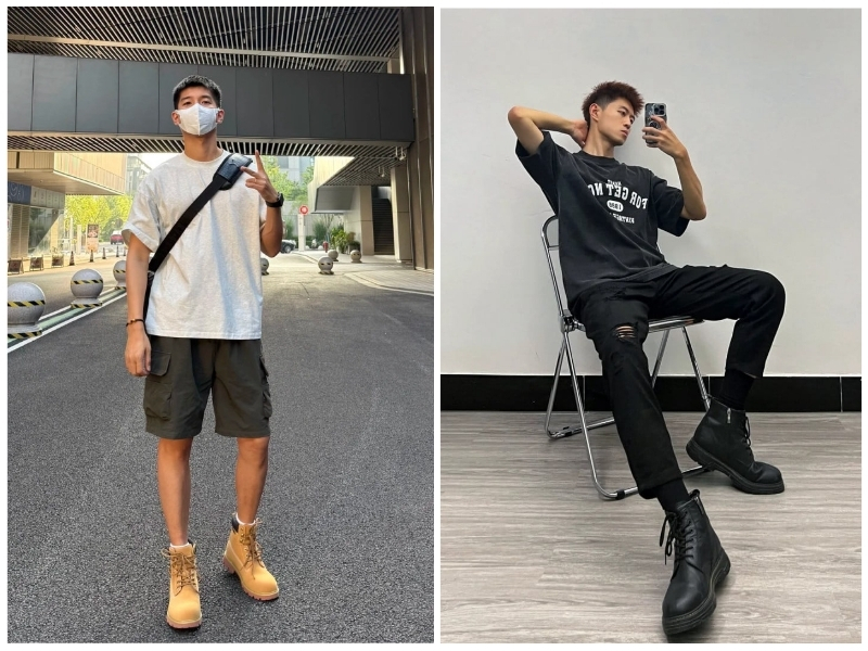 phối đồ với giày boot nam