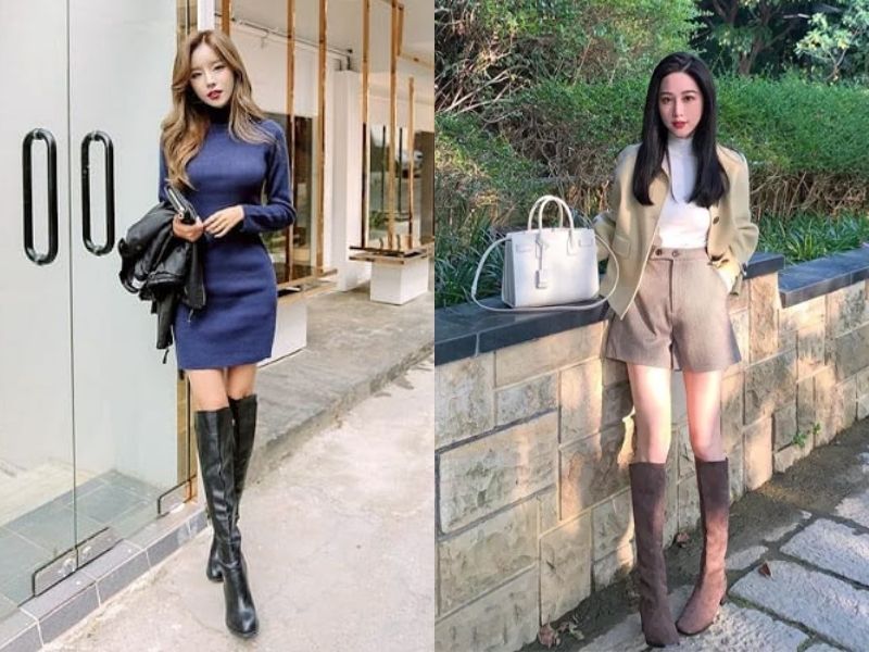 phối đồ với giày boot nữ cổ cao