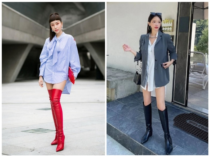 mix đồ với boot cao cổ nữ