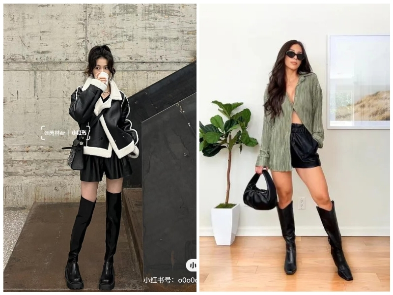 phối đồ với giày boot nữ cổ cao