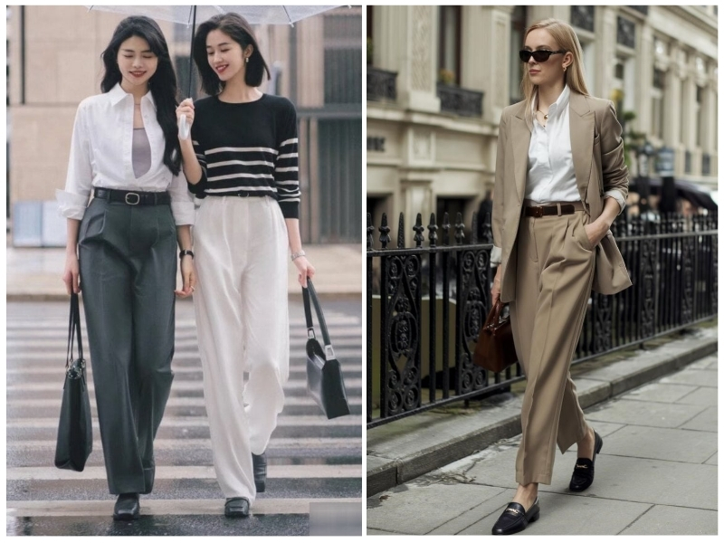 phối đồ với giày loafer nữ