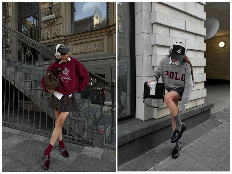 phối đồ với giày loafer nữ