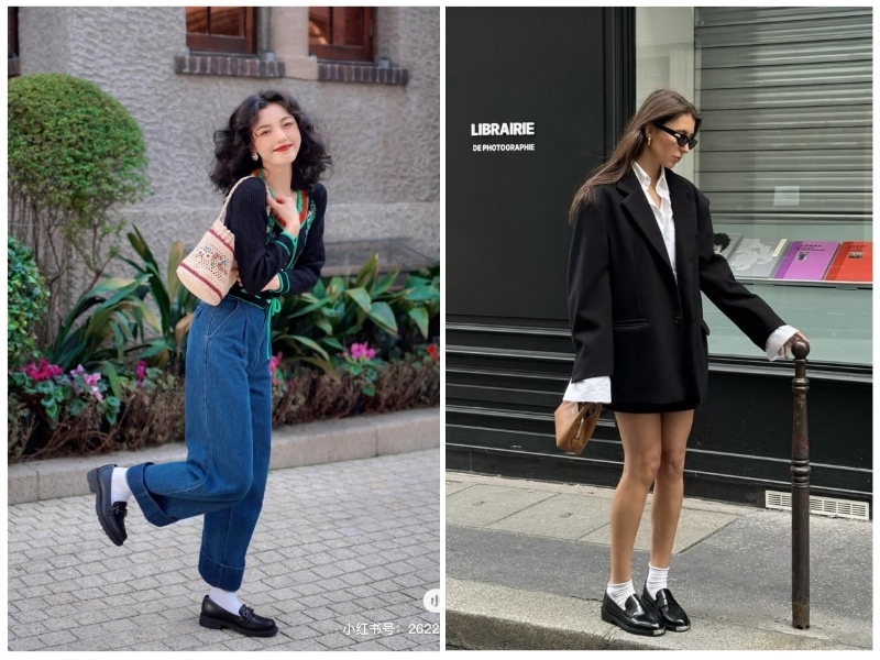 phối đồ với giày loafer nữ