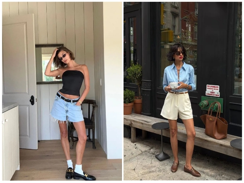 phối đồ với giày loafer nữ