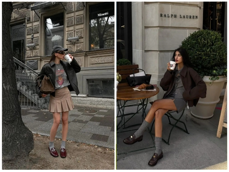 phối đồ với giày loafer nữ