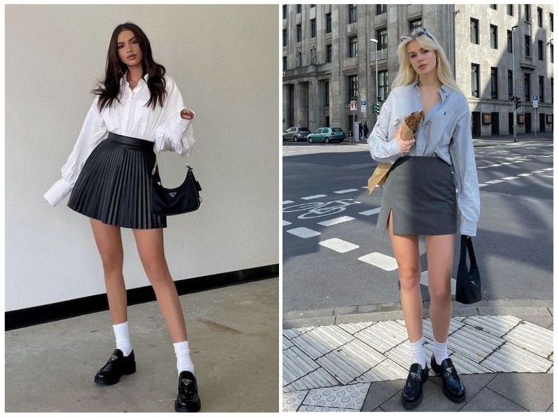 phối đồ với giày loafer nữ