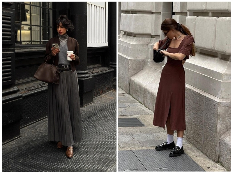 phối đồ với giày loafer nữ