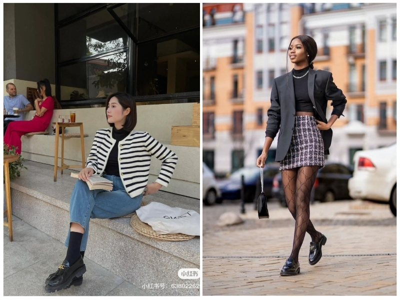 phối đồ với giày loafer nữ