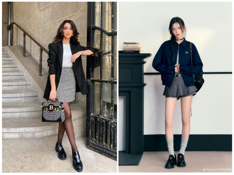 phối đồ với giày loafer nữ