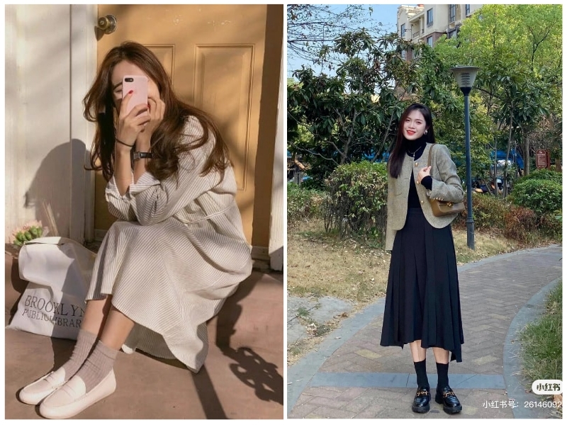 phối đồ với giày loafer nữ