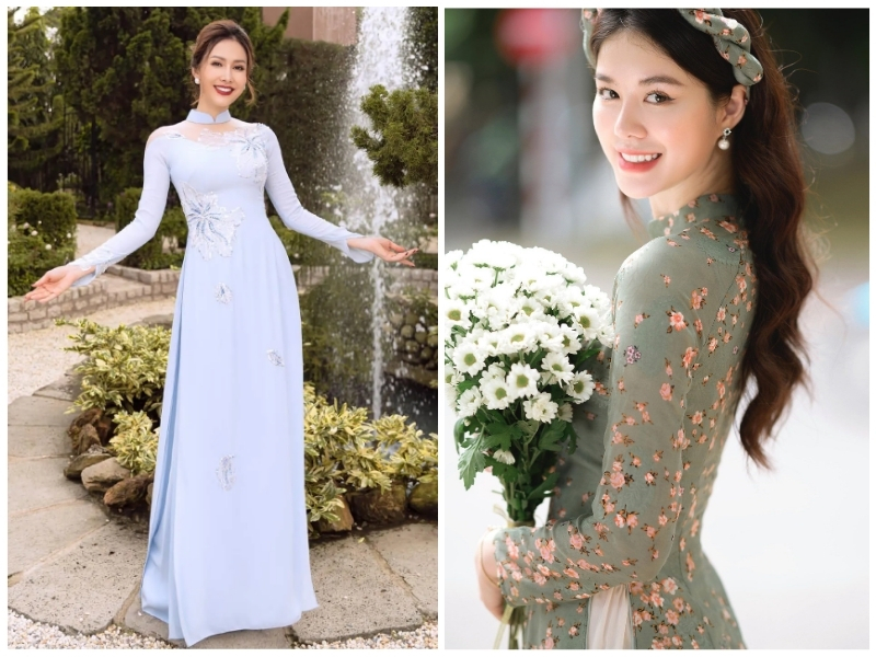 mix hài hòa màu áo dài và quần