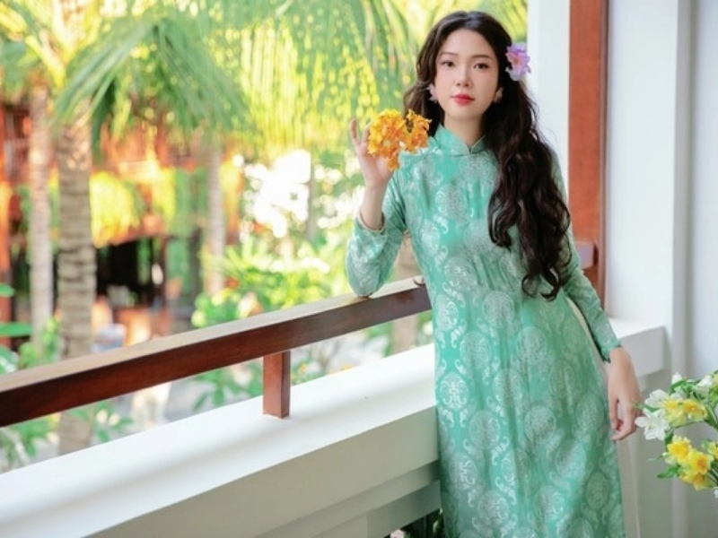 mix màu áo dài xanh mint và xanh cổ vịt