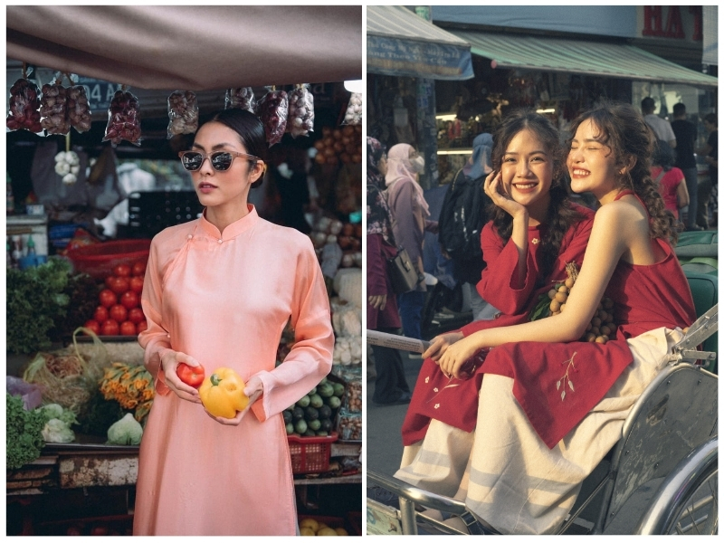 cách tạo dáng chụp ảnh áo dài tết