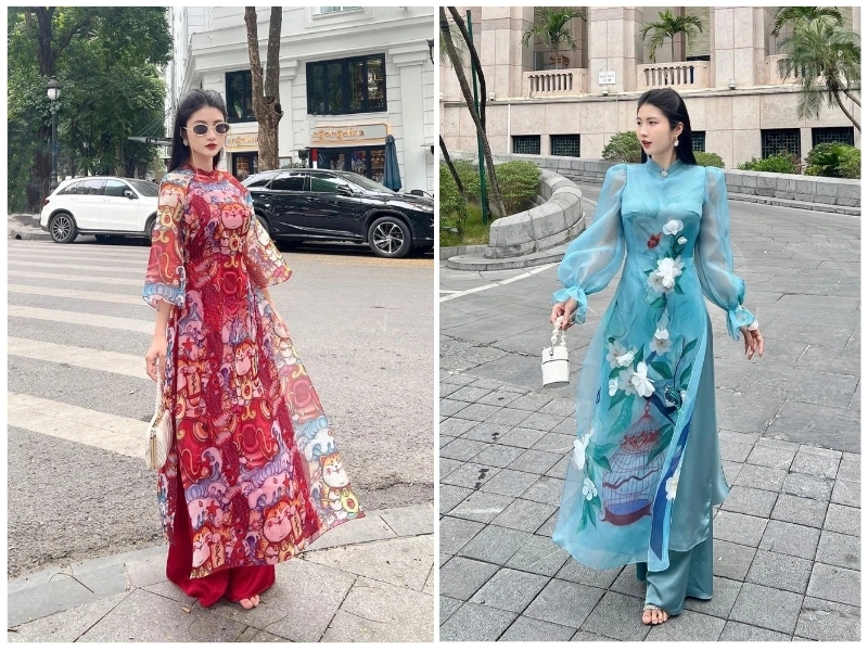 áo dài truyền thống voan