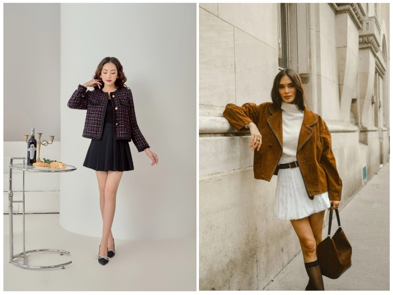 cách phối đồ với áo khoác dạ ngắn
