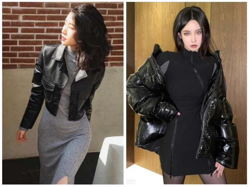 phối đồ với áo khoác da nữ