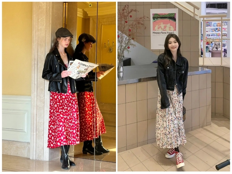 phối đồ với áo khoác da nữ